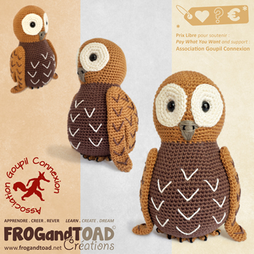 TAWNY Owl Chouette Hibou Bird Oiseau - Amigurumi Crochet PDF - Patron / Pattern - FROG and TOAD Créations